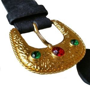 👑 VinTaGe 90s JeWeLed fAb oNe 0f a kInD bUcKlE LeAthEr BeLt